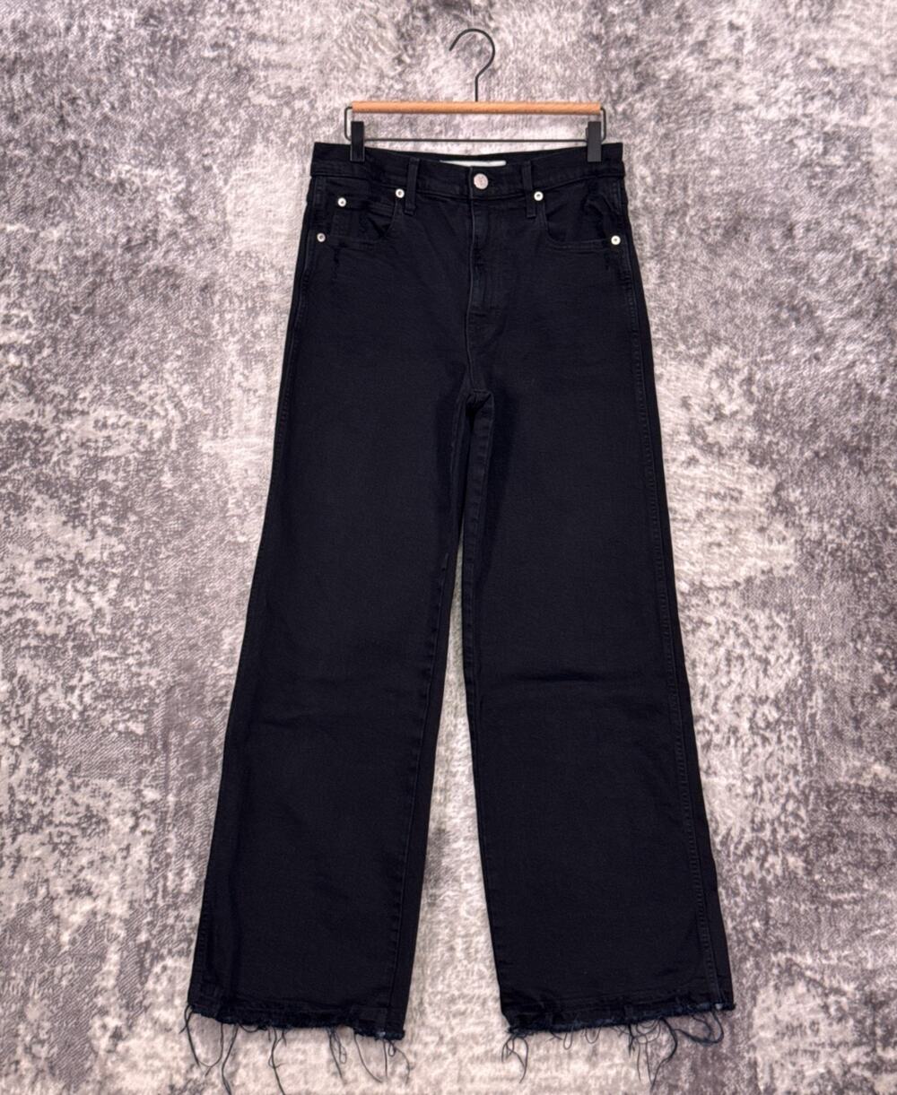 AMO Frida Jeans 30 Womens High Rise Wide Leg Black Wash Denim